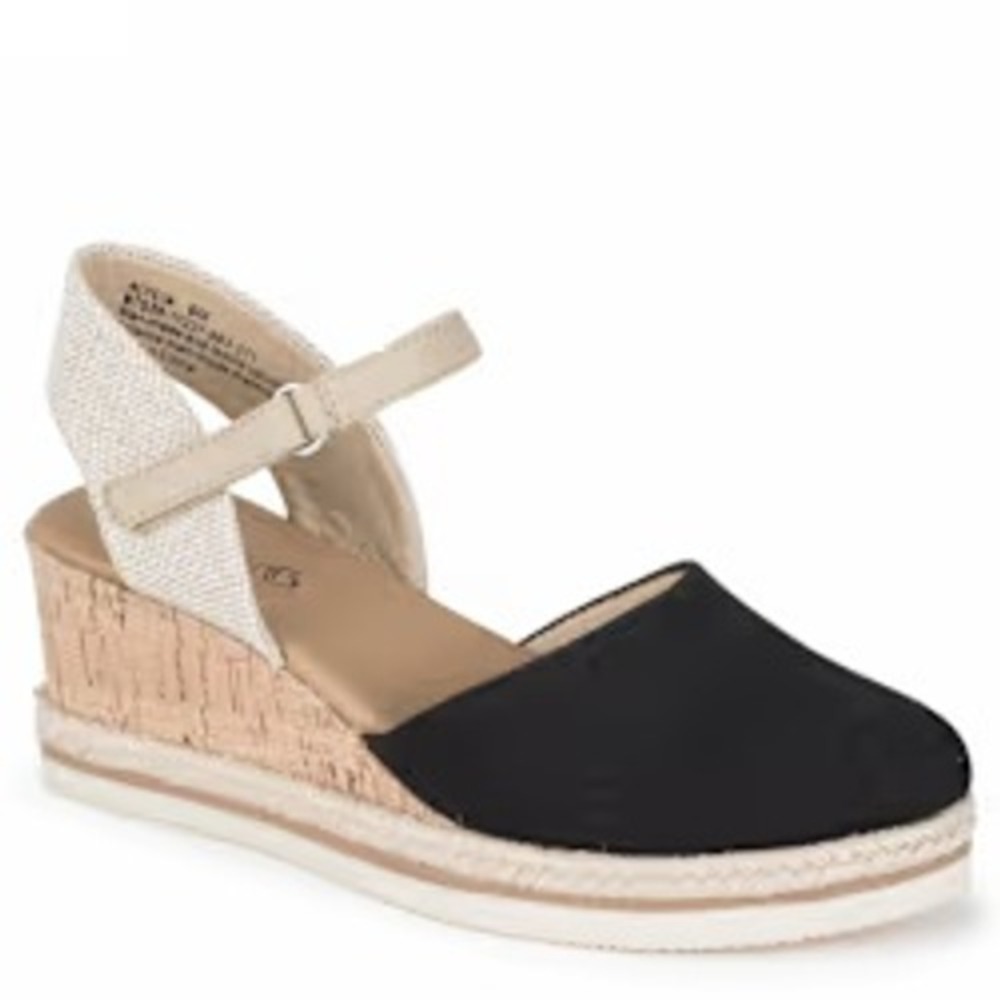Baretraps Alycia Womens Black Closed Toe Wedge Sandals Espadrille Size 7.5M NEW
